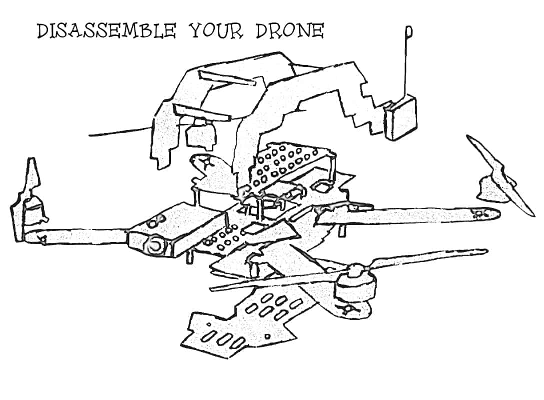 Waterproof quadcopter: Disassembled drone