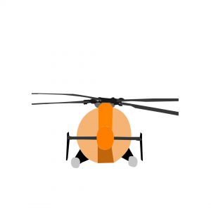 flying RC helicopter: tail-in